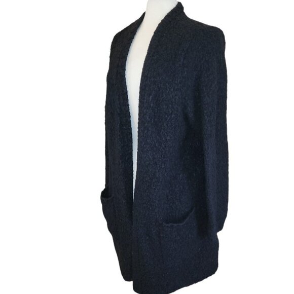Women's Torrid Long Black Rough Knit Open Front Cardigan with Pockets - Size 3 - Picture 2 of 9